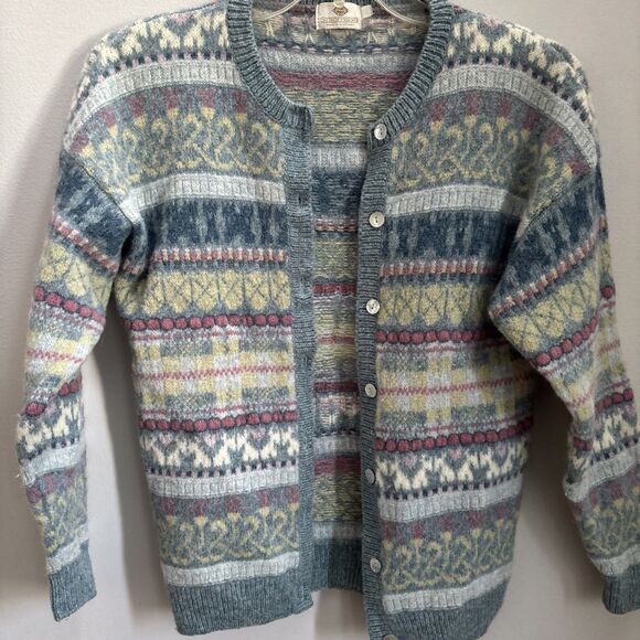 Vintage Strathspey Scottish Wool Granny Cottagecore Retro 80s Y2K Fisherman szM - Picture 1 of 6